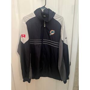 Miami Dolphins Men's Full Zip Windbreaker XL Navy Jacket NFL Team Apparel Reebok